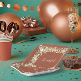 Assiettes En Carton Thanksgiving Woodland Animal Russe Automne Cuivre
