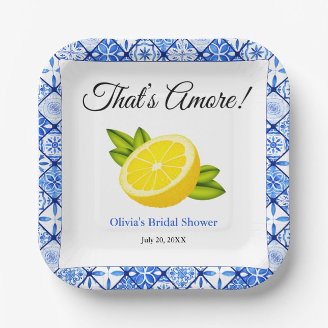 Assiettes En Carton That's Amore | Réception de mariage Méditerranéen  (Recto)