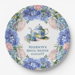 Assiettes En Carton Thé de mariage aux hortensias bleus