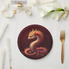 Assiettes En Carton The golden serpent dragon.