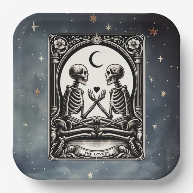 Assiettes En Carton The Lovers Tarot Card Celestial Wedding (Recto)