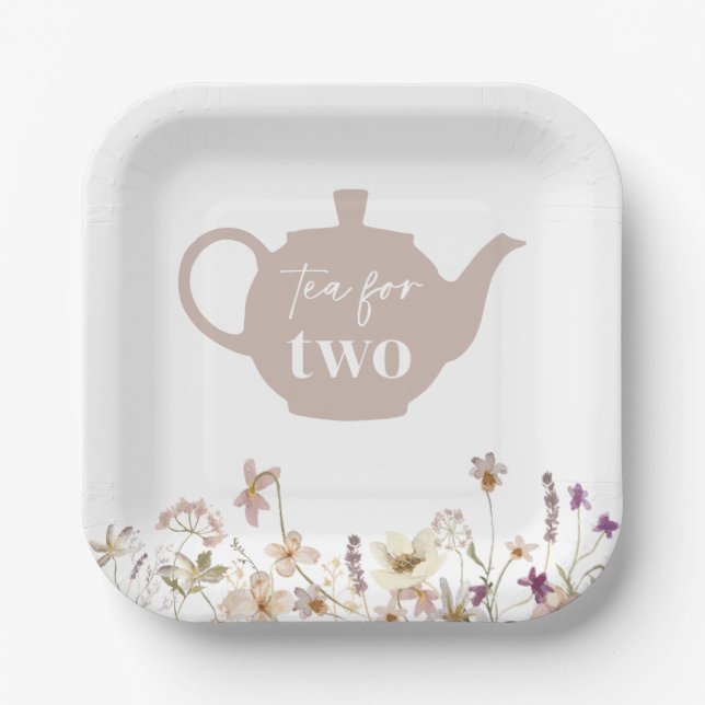 Assiettes En Carton Thé pour deux fleurs (Recto)