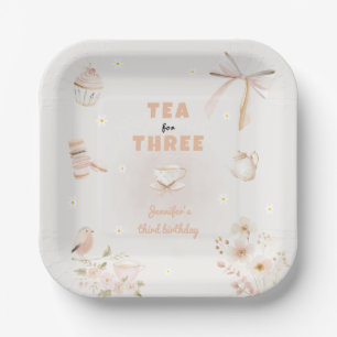Assiettes En Carton Thé pour trois fête d'anniversaire pour filles