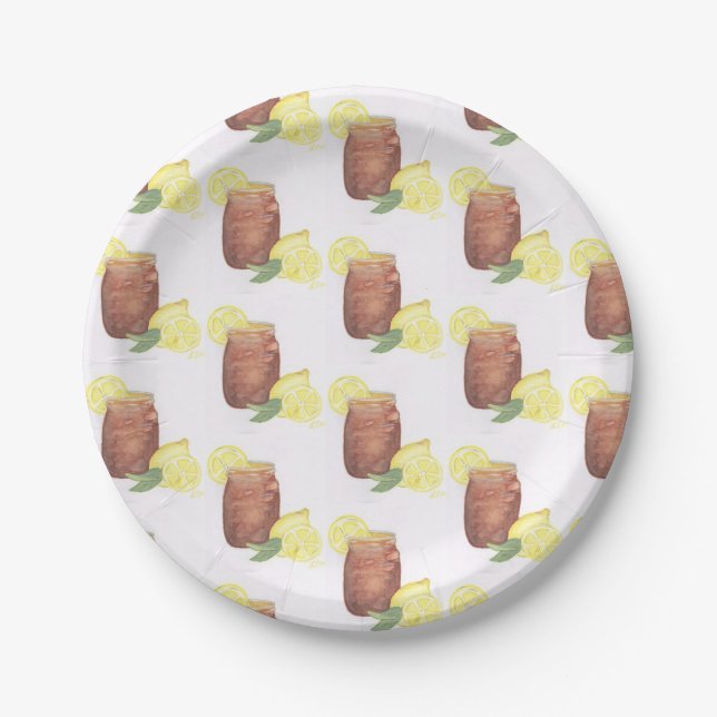 Assiettes En Carton Thé sucré avec plaque en papier citron (Devant)