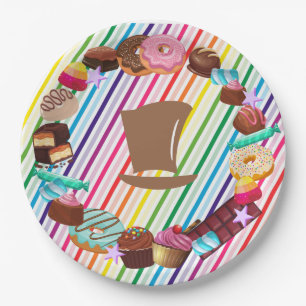 Assiettes En Carton Thème bonbon, chocolat, nourriture, beignets, par