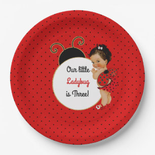 Assiettes En Carton Thème coccinelle bébé fille rouge et noir