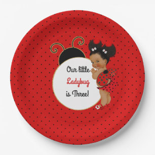 Assiettes En Carton Thème coccinelle bébé fille rouge et noir