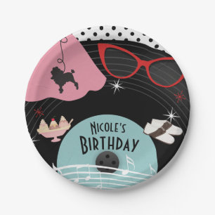 Assiettes En Carton Thème d'anniversaire sur disque personnalisé des a