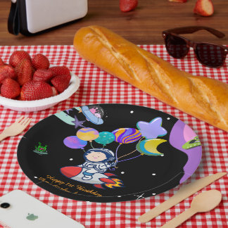 Assiettes En Carton Thème de fête d'anniversaire dans l'espace | Décor