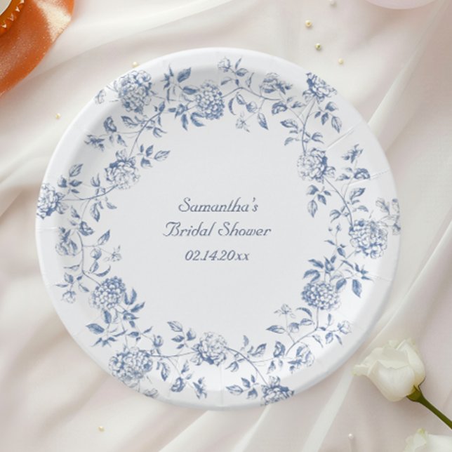 Assiettes En Carton Thème de mariage Chinoisérie Fleurs Bleues  (Créateur téléchargé)