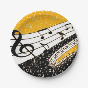 Assiettes En Carton Thème de musique d'or