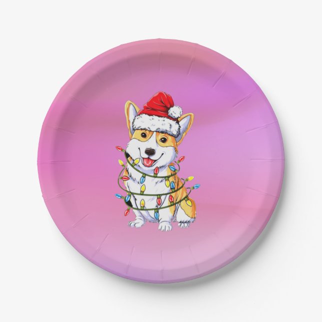 Assiettes En Carton Thème de Noël Doggy (Devant)