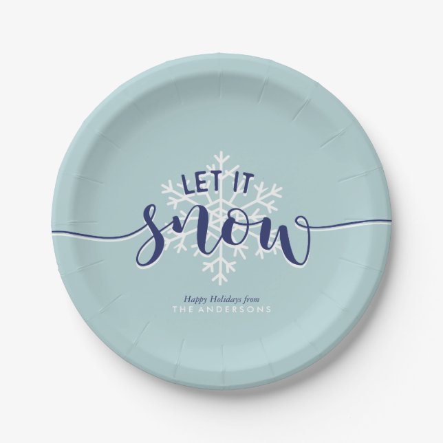 Assiettes En Carton Thème de Noël "Let It Snow" (Devant)