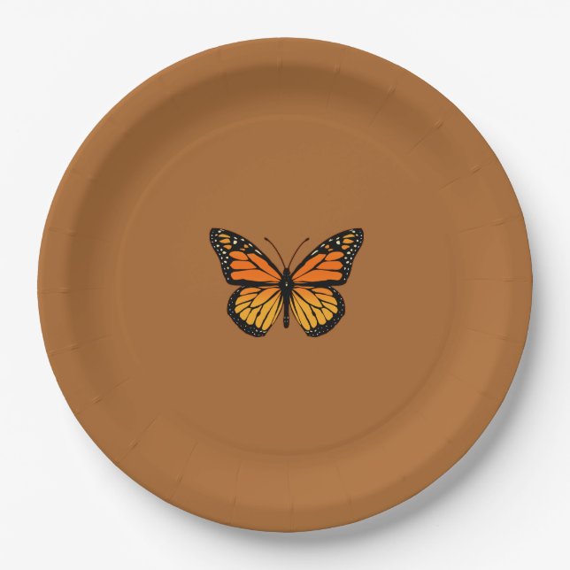 Assiettes En Carton Thème de papillon de monarque (Devant)