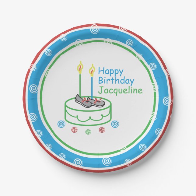 Assiettes En Carton Thème du coureur © Anniversaire de fête Plaque pap (Devant)