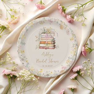 Assiettes En Carton Thème du livre Fleur sauvage Fête des mariées rust