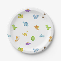 Assiettes En Carton Thème Enfants Dinosaur Anniversaire