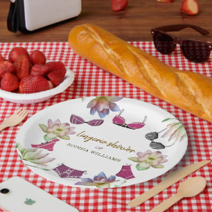 Assiettes En Carton Thème floral de lingerie pour mariage