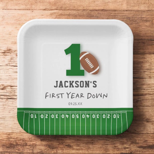 Assiettes En Carton Thème Football Première année en bas Anniversaire (Créateur téléchargé)