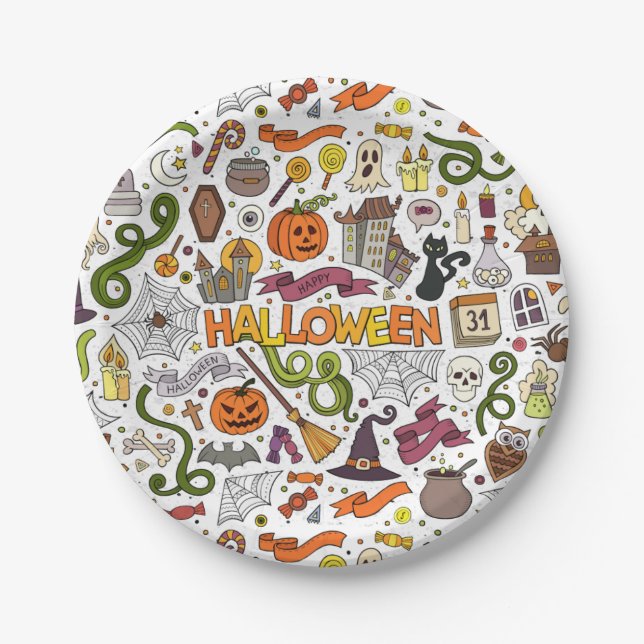 Assiettes En Carton Thème Halloween, Plaque Papier Parfait Partie (Devant)
