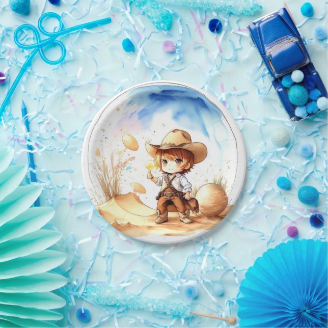 Assiettes En Carton Thème Inspiré Cowboy Baby Boy Douche (Fête)