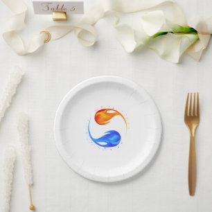 Assiettes En Carton Thème Mariage Twin Flame - Blanc