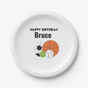 Assiettes En Carton Thème sportif Joyeux anniversaire Personnaliser