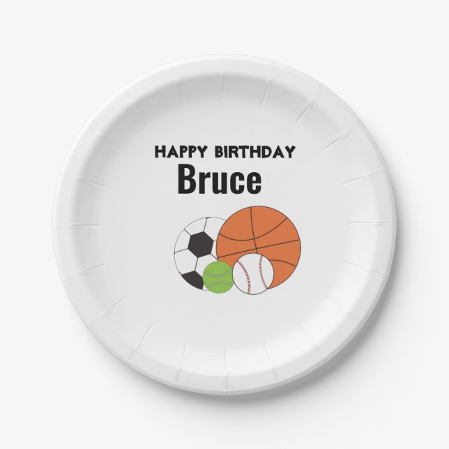 Assiettes En Carton Thème sportif Joyeux anniversaire Personnaliser (Devant)
