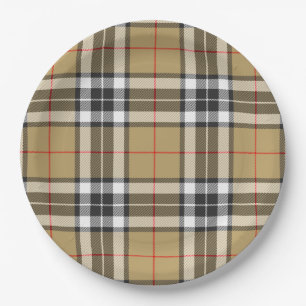 Assiettes En Carton Thomson Camel Tartan Plaid Family Mode Motif