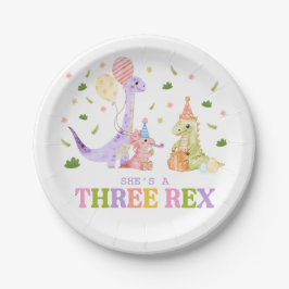 Assiettes En Carton Three Rex Dinosaur Birthday