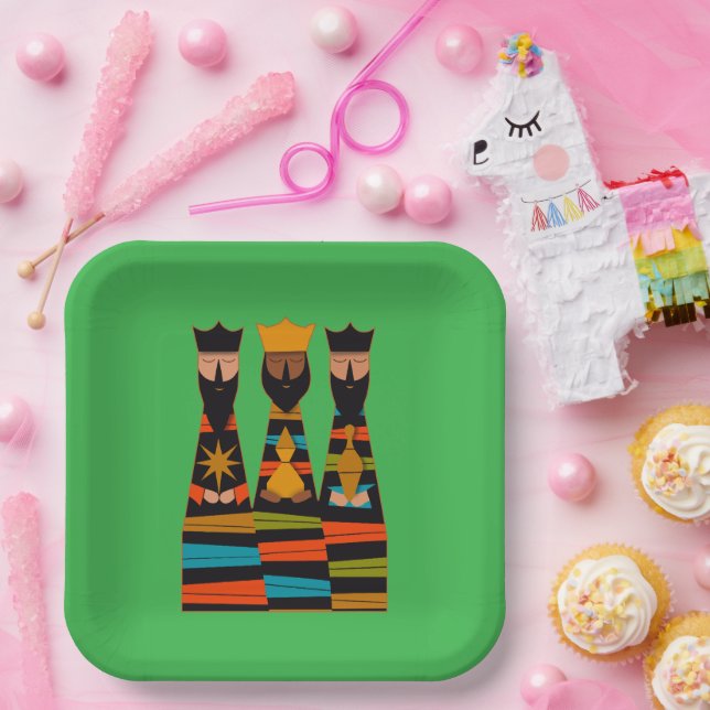 Assiettes En Carton Three Wise Men Modern Mid-Century (Fête)