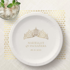 Assiettes En Carton Tiara Crown Elegant Quinceanera