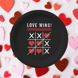 Assiettes En Carton Tic Tac Toe Love gagne Anniversaire Saint-Valentin