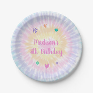 Assiettes En Carton Tie Dye Pastel Rainbow Boho Hippie Anniversaire