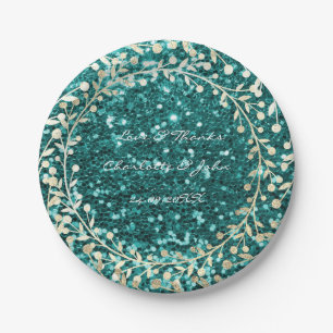 Assiettes En Carton Tiffany Emerald Parties scintillant Foxier Gold Wr