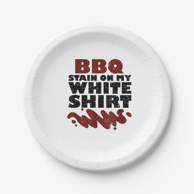 Assiettes En Carton Tige barbecue sur mon blanc (Devant)