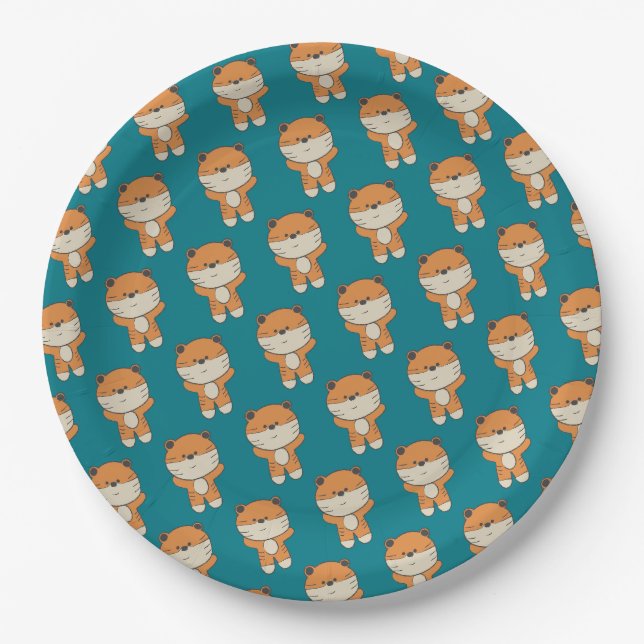 Assiettes En Carton Tigre adorable (Devant)