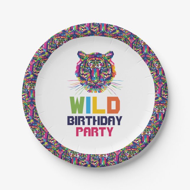 Assiettes En Carton Tigre sauvage, fête d'anniversaire (Devant)