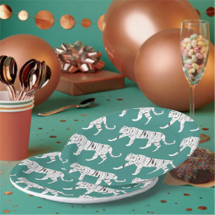 Assiettes En Carton Tigre turquoise