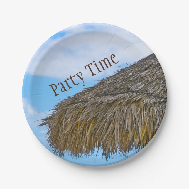 Assiettes En Carton Tiki Hut Parti Luau hawaïen (Devant)