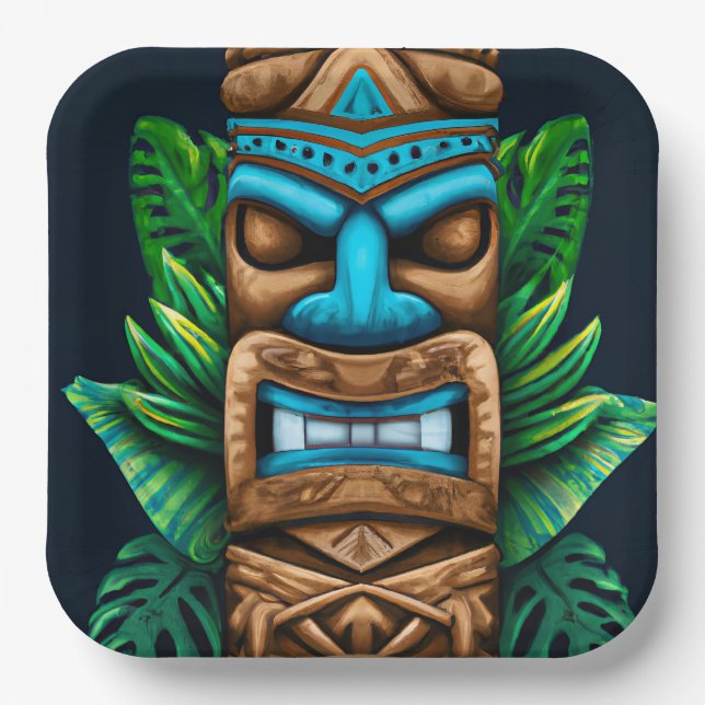 Assiettes En Carton Tiki Luau (Recto)