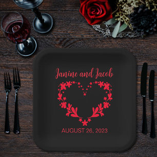 Assiettes En Carton Til Death Do Us Part Rose gothique rouge et noir