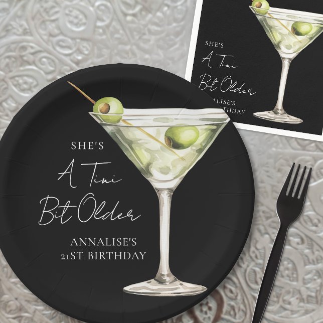 Assiettes En Carton Tini Bit Ancien Martini (Tini Bit Older Martini Birthday Party Paper Plates)