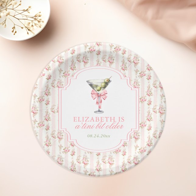 Assiettes En Carton 'Tini Bit Ancien Martini Coquette Anniversaire (Créateur téléchargé)