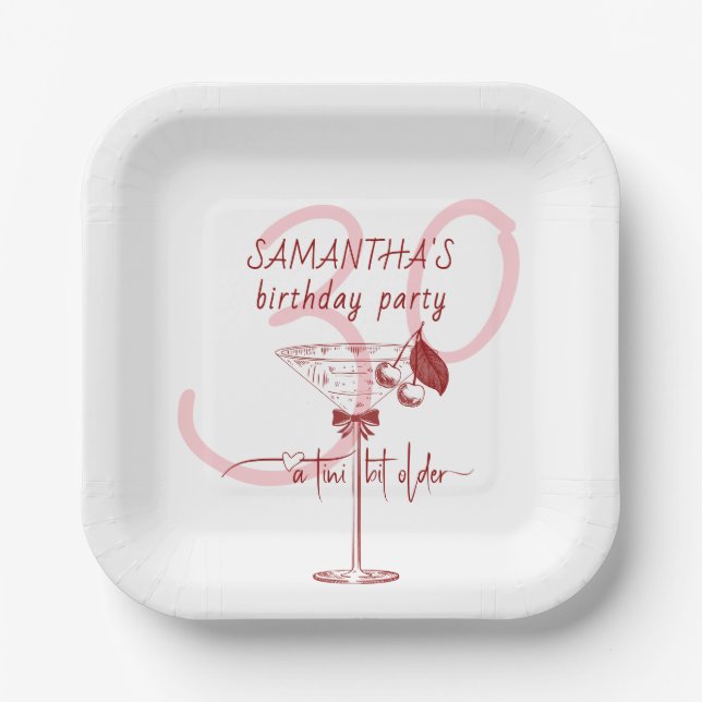 Assiettes En Carton Tini Bit Ancienne Bow moderne Cherry Martini Anniv (Recto)