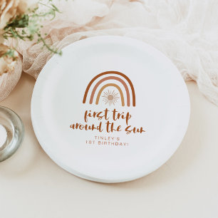 Assiettes En Carton TINLEY Boho Terracotta arc-en-ciel soleil premier 