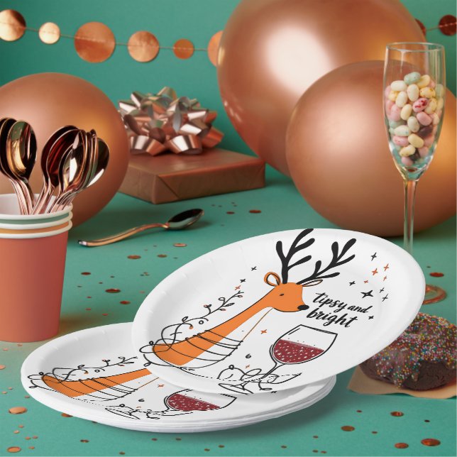 Assiettes En Carton Tipsy and Bright Reindeer  (Multi)