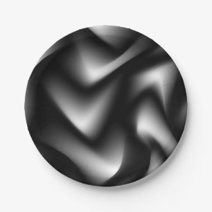 Assiettes En Carton Tissage Abstrait en Noir & Blanc