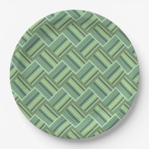 Assiettes En Carton Tissage de bandes vert olive