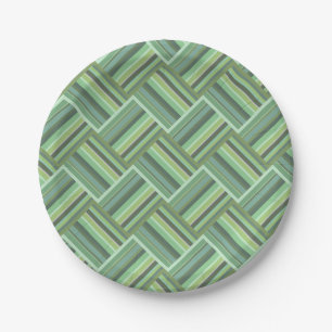 Assiettes En Carton Tissage de bandes vert olive
